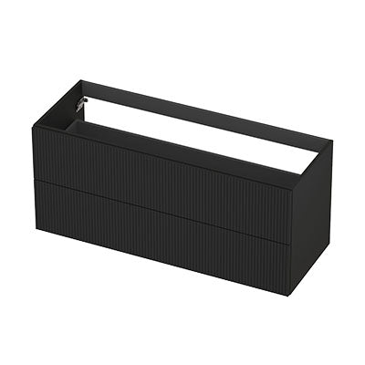 Ink onderkast 120x45cm - opbouwgreep - 2 lades - verticaal gefreesd - mat zwart