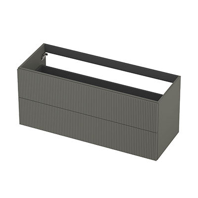 Ink onderkast 120x45cm - opbouwgreep - 2 lades - verticaal gefreesd - mat beton groen