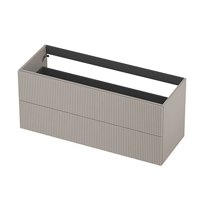 Ink onderkast 120x45cm - opbouwgreep - 2 lades - verticaal gefreesd - mat kasjmier grijs