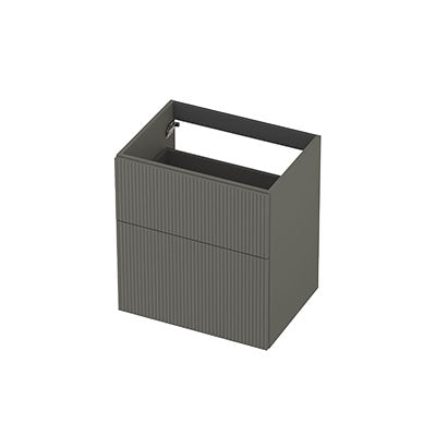 Ink onderkast 60x45cm - opbouwgreep - 2 lades asymmetrisch - verticaal gefreesd - mat beton groen