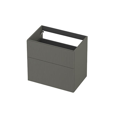 Ink onderkast 70x45cm - opbouwgreep - 2 lades asymmetrisch - verticaal gefreesd - mat beton groen