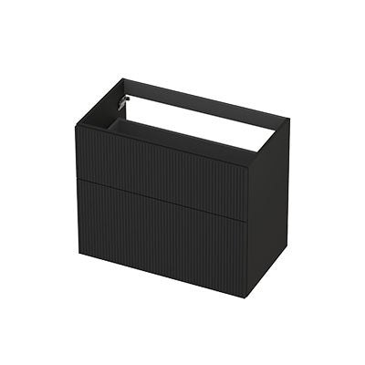 Ink onderkast 80x45cm - opbouwgreep - 2 lades asymmetrisch - verticaal gefreesd - mat zwart