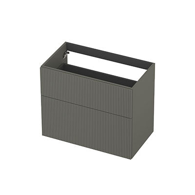 Ink onderkast 80x45cm - opbouwgreep - 2 lades asymmetrisch - verticaal gefreesd - mat beton groen