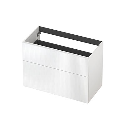 Ink onderkast 90x45cm - opbouwgreep - 2 lades asymmetrisch - verticaal gefreesd - mat wit