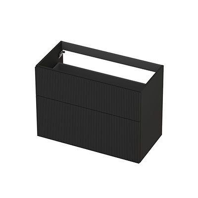 Ink onderkast 90x45cm - opbouwgreep - 2 lades asymmetrisch - verticaal gefreesd - mat zwart