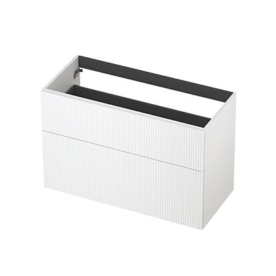 Ink onderkast 100x45cm - opbouwgreep - 2 lades asymmetrisch - verticaal gefreesd - mat wit
