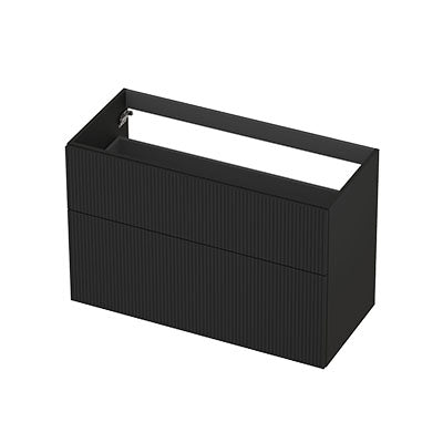 Ink onderkast 100x45cm - opbouwgreep - 2 lades asymmetrisch - verticaal gefreesd - mat zwart