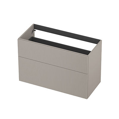 Ink onderkast 100x45cm - opbouwgreep - 2 lades asymmetrisch - verticaal gefreesd - mat kasjmier grijs