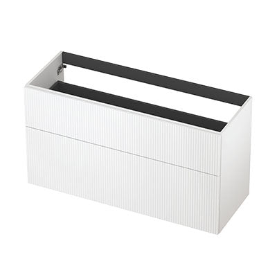 Ink onderkast 120x45cm - opbouwgreep - 2 lades asymmetrisch - verticaal gefreesd - mat wit
