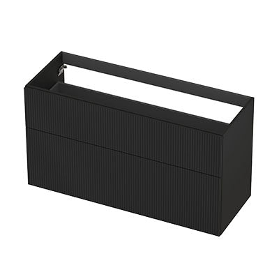 Ink onderkast 120x45cm - opbouwgreep - 2 lades asymmetrisch - verticaal gefreesd - mat zwart
