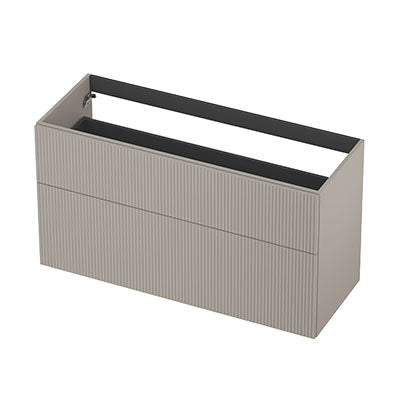Ink onderkast 120x45cm - opbouwgreep - 2 lades asymmetrisch - verticaal gefreesd - mat kasjmier grijs