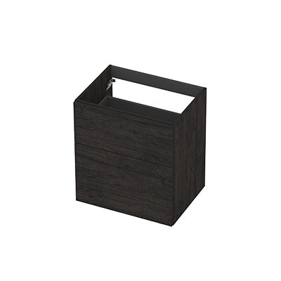 Ink onderkast 60x45cm - opbouwgreep - 2 lades asymmetrisch -  houtskool eiken