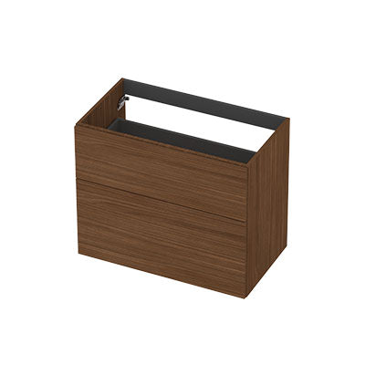 Ink onderkast 80x45cm - opbouwgreep - 2 lades asymmetrisch - warm walnoot