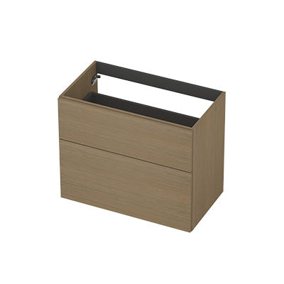Ink onderkast 80x45cm - opbouwgreep - 2 lades asymmetrisch - olijf eiken
