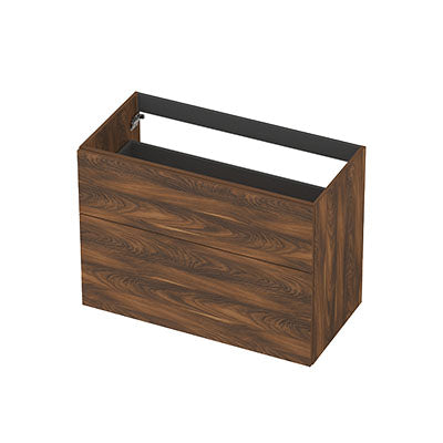 Ink onderkast 90x45cm - opbouwgreep - 2 lades asymmetrisch - noten