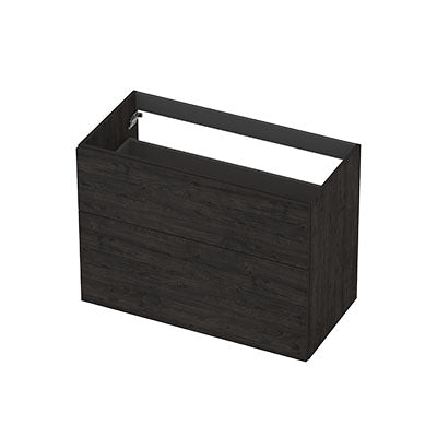 Ink onderkast 90x45cm - opbouwgreep - 2 lades asymmetrisch - houtskool eiken
