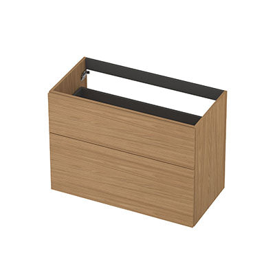 Ink onderkast 90x45cm - opbouwgreep - 2 lades asymmetrisch - blank eiken