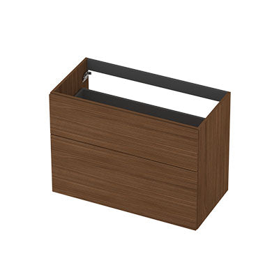 Ink onderkast 90x45cm - opbouwgreep - 2 lades asymmetrisch - warm walnoot