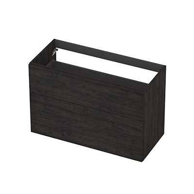 Ink onderkast 100x45cm - opbouwgreep - 2 lades asymmetrisch - houtskool eiken