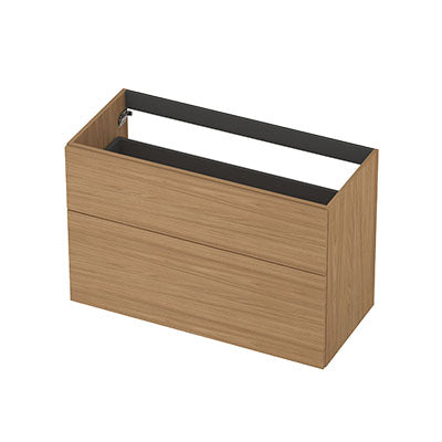Ink onderkast 100x45cm - opbouwgreep - 2 lades asymmetrisch - blank eiken