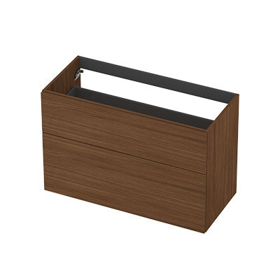 Ink onderkast 100x45cm - opbouwgreep - 2 lades asymmetrisch - warm walnoot