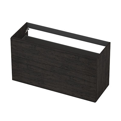 Ink onderkast 120x45cm - opbouwgreep - 2 lades asymmetrisch - houtskool eiken