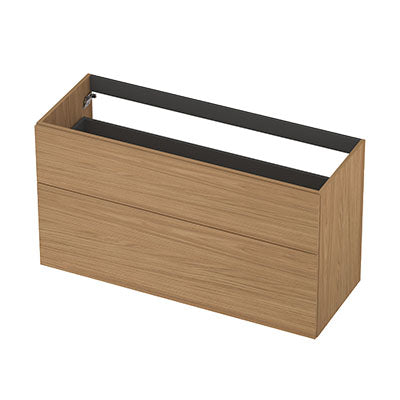 Ink onderkast 120x45cm - opbouwgreep - 2 lades asymmetrisch - blank eiken