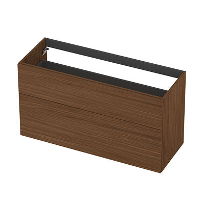 Ink onderkast 120x45cm - opbouwgreep - 2 lades asymmetrisch - warm walnoot