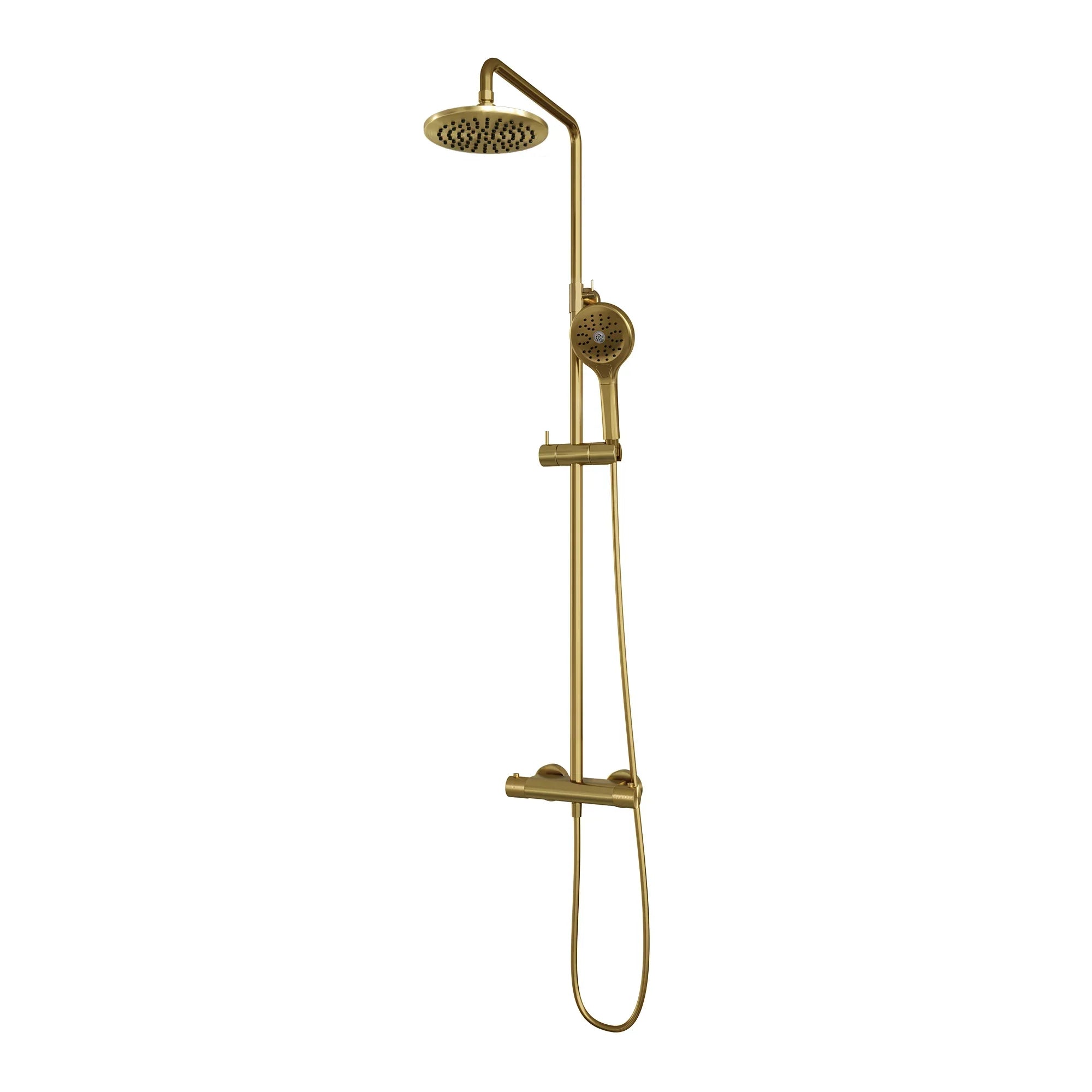 Brauer Carving stortdoucheset - hoofddouche 20cm - ronde handdouche - Geborsteld Goud PVD