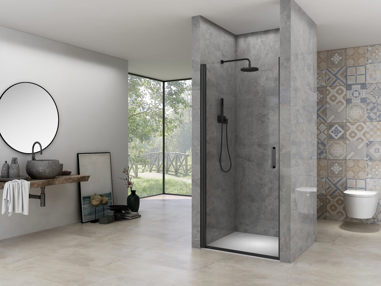 Van Rijn ST02LP 100 nis draaideur 71-73cm zwart - ST02LP10071ZW