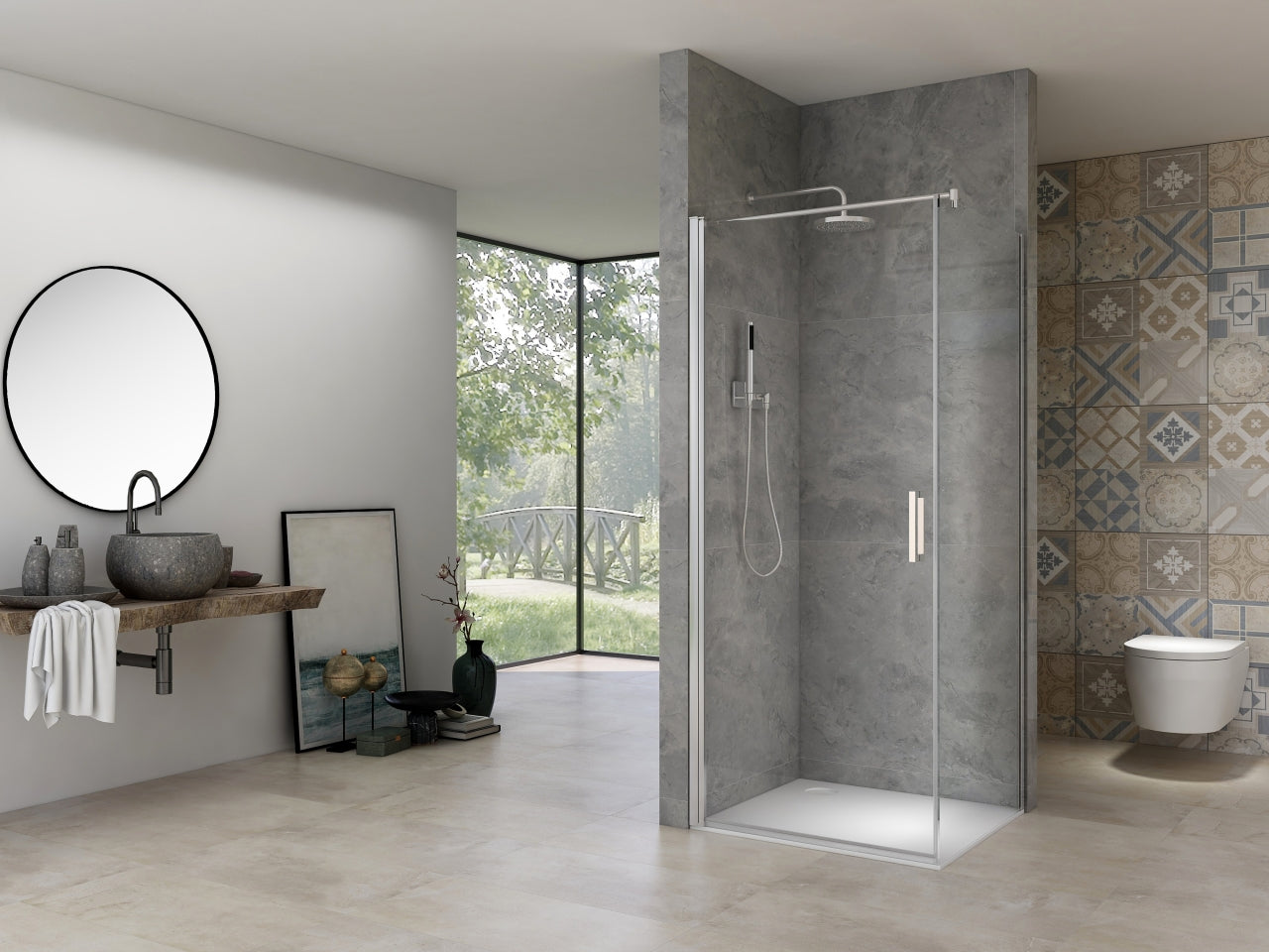 Van Rijn ST02LP150 douchecabine hoekinstap 90cm deur 90cm zijwand chroom