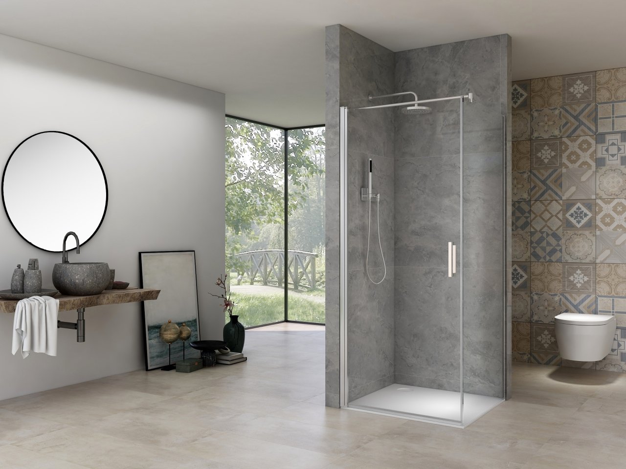 Van Rijn ST02LP150 douchecabine hoekinstap 80cm deur 100cm zijwand chroom