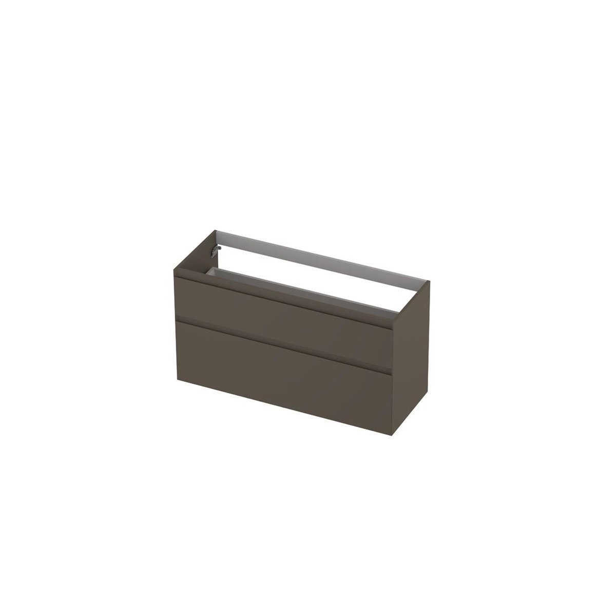 Ink onderkast 120x45cm - greeploos - 2 lades asymmetrisch - mat taupe