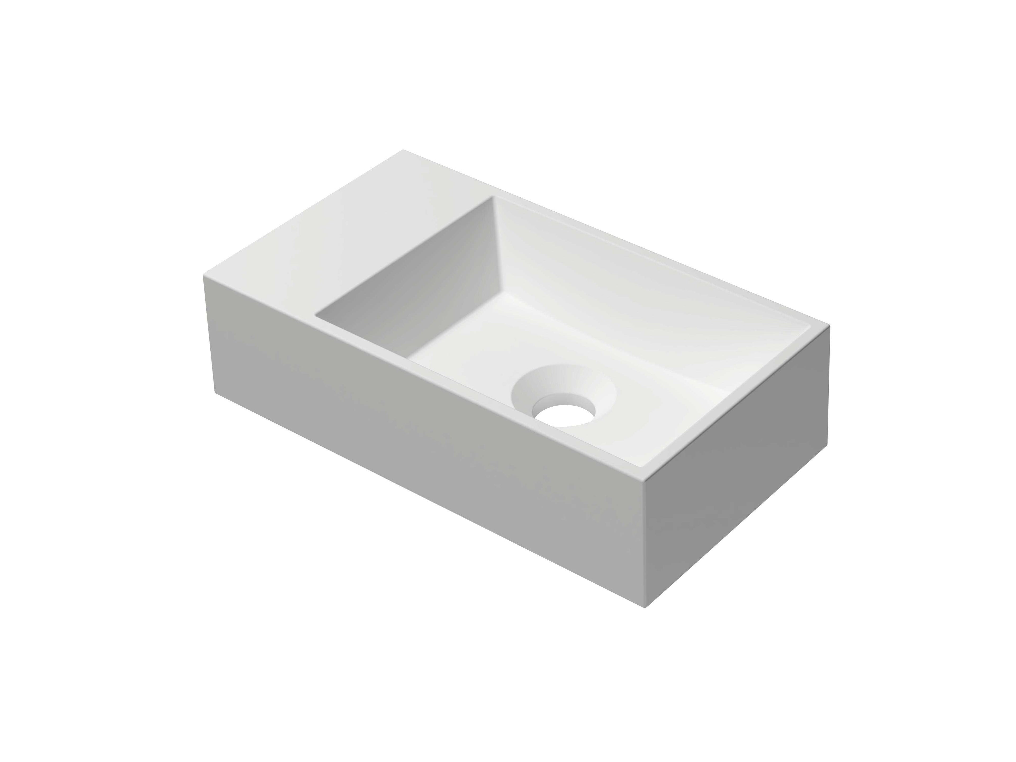 Ink Contra fontein 40x22cm cilindervormige binnenbak - zonder kraangat - links - polystone mat wit