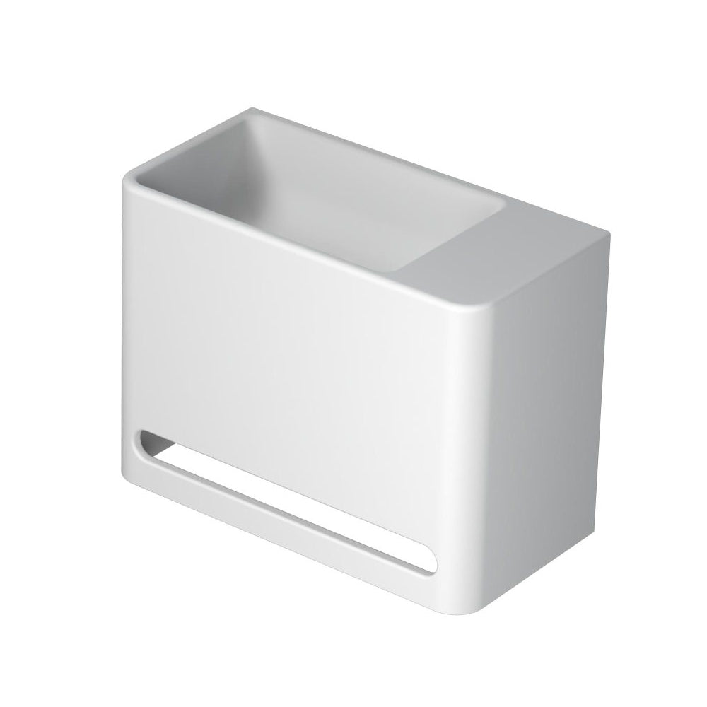 Ink Hangar fontein 40x20cm polystone - rechts - zonder kraangat - mat wit