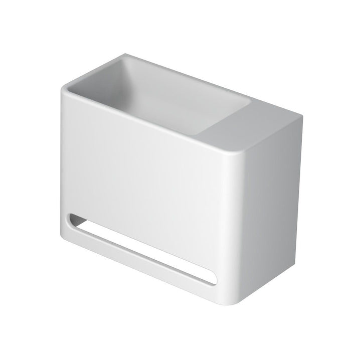 Ink Hangar fontein 40x20cm polystone - rechts - zonder kraangat - mat wit