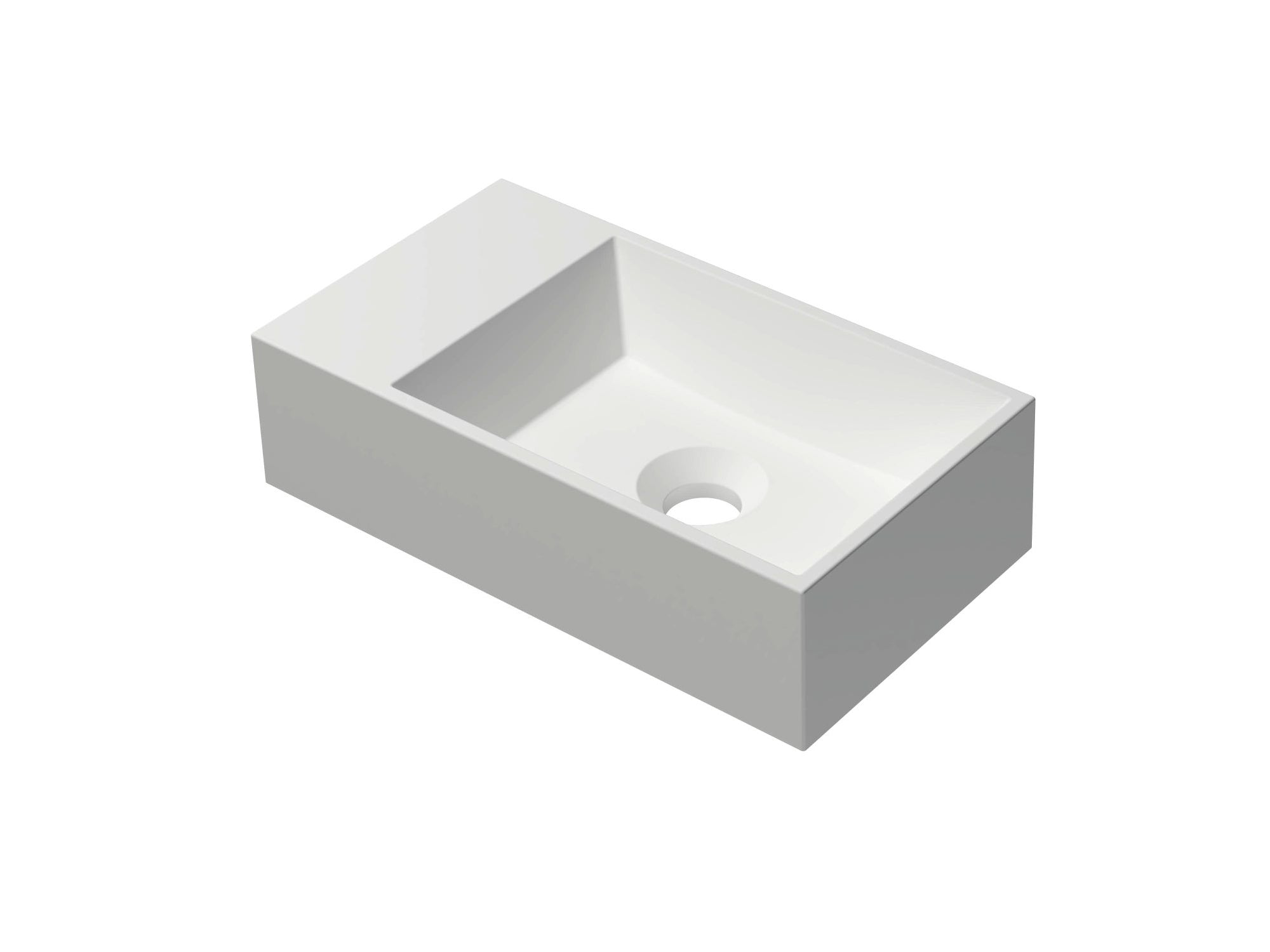 Ink Contra fontein 40x22cm vierkante binnenbak - zonder kraangat - links - polystone mat wit