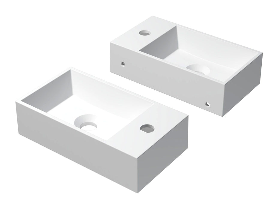 Ink Contra Fontein Polystone vierkant kraangat rechts - Mat Wit - 40x22x10cm - 3403042