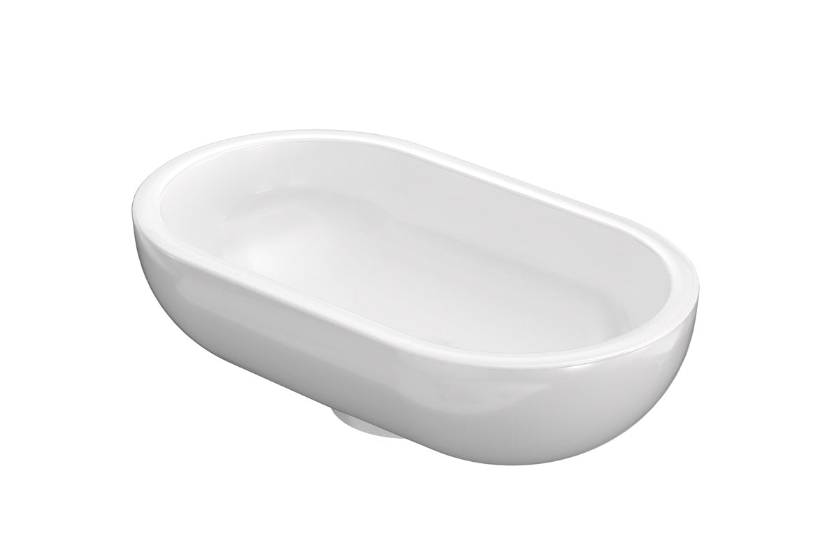 Ink One opzet fonteinkom ovaal 33x19cm polystone - glans wit
