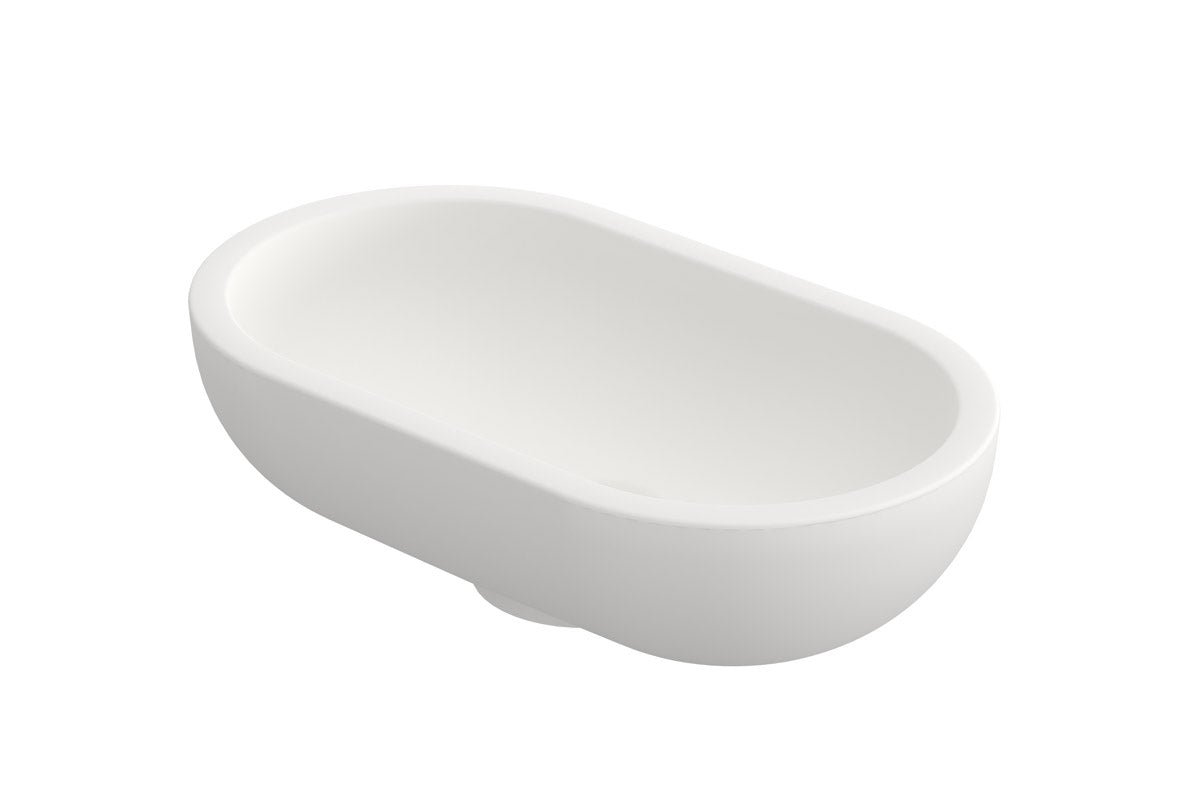 Ink One opzet fonteinkom ovaal 33x19cm polystone - mat wit