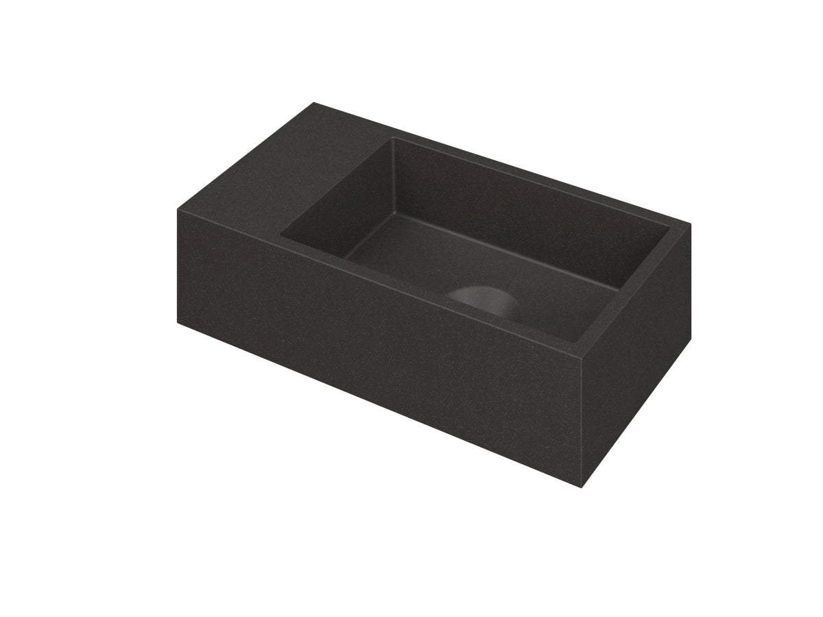 Ink Versus fontein 36x18cm quartz - links - zonder kraangat - zwart