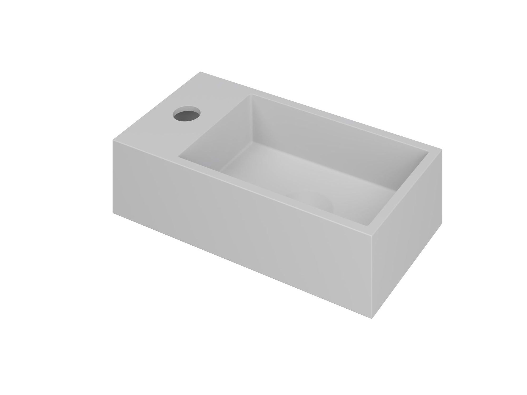 Ink Versus fontein 36x18cm polystone - links - met kraangat - mat wit