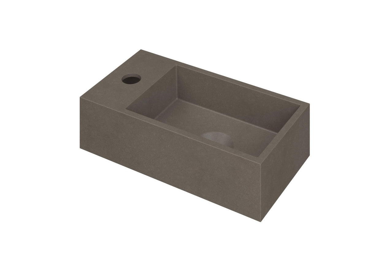 Ink Versus fontein 36x18cm quartz - links - met kraangat - beton