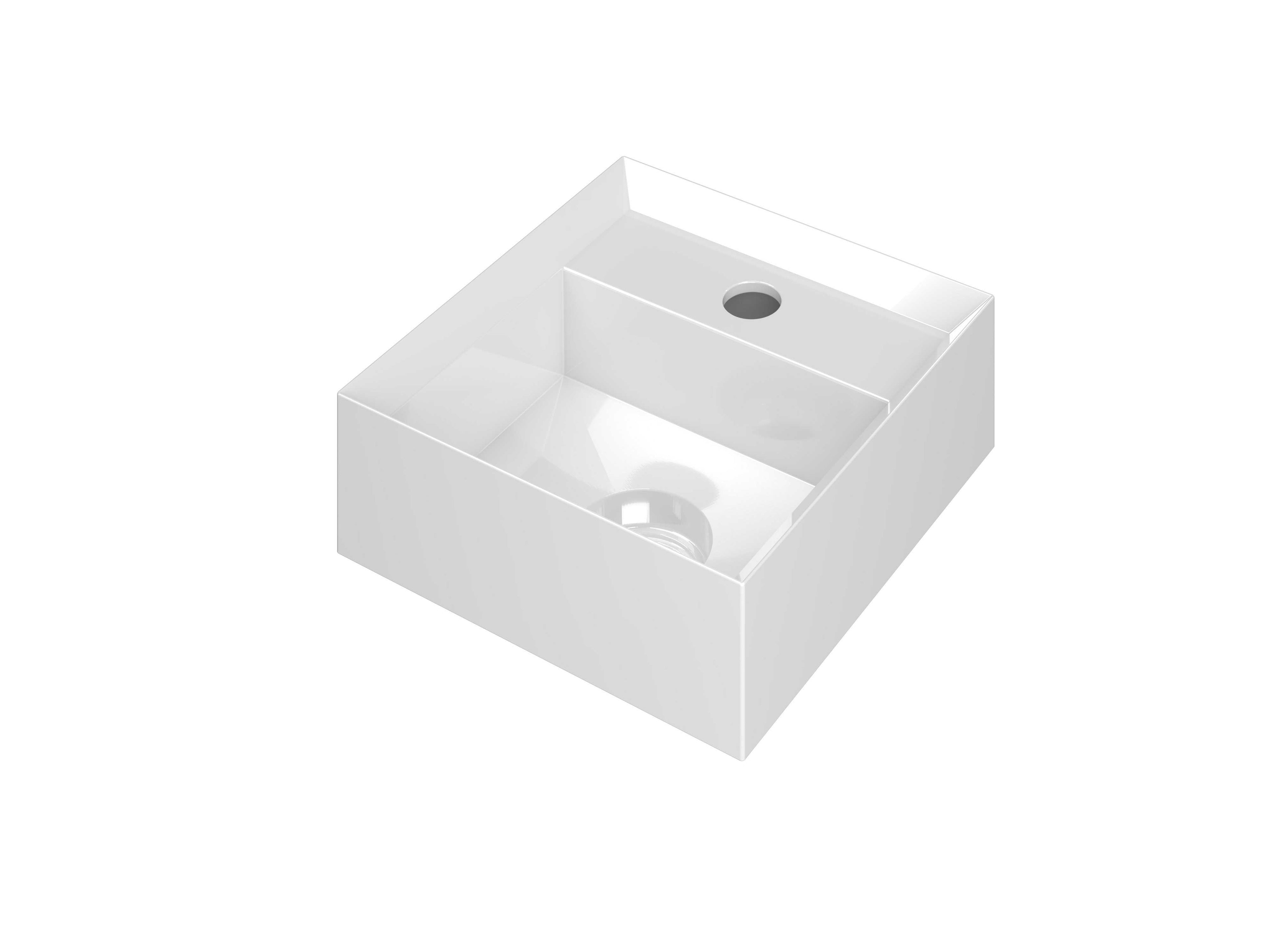 Ink Vice fontein 27x27cm polystone - met kraangat - glans wit