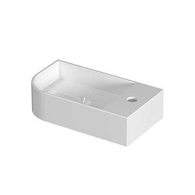 Ink Concept R Trevi fontein afgerond 40x22x10cm keramiek - links - 1 kraangat - glans wit