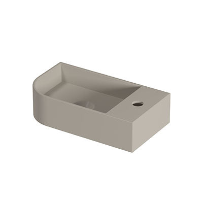 Ink Concept R Trevi fontein afgerond 40x22x10cm keramiek - links - 1 kraangat - mat creme cotton