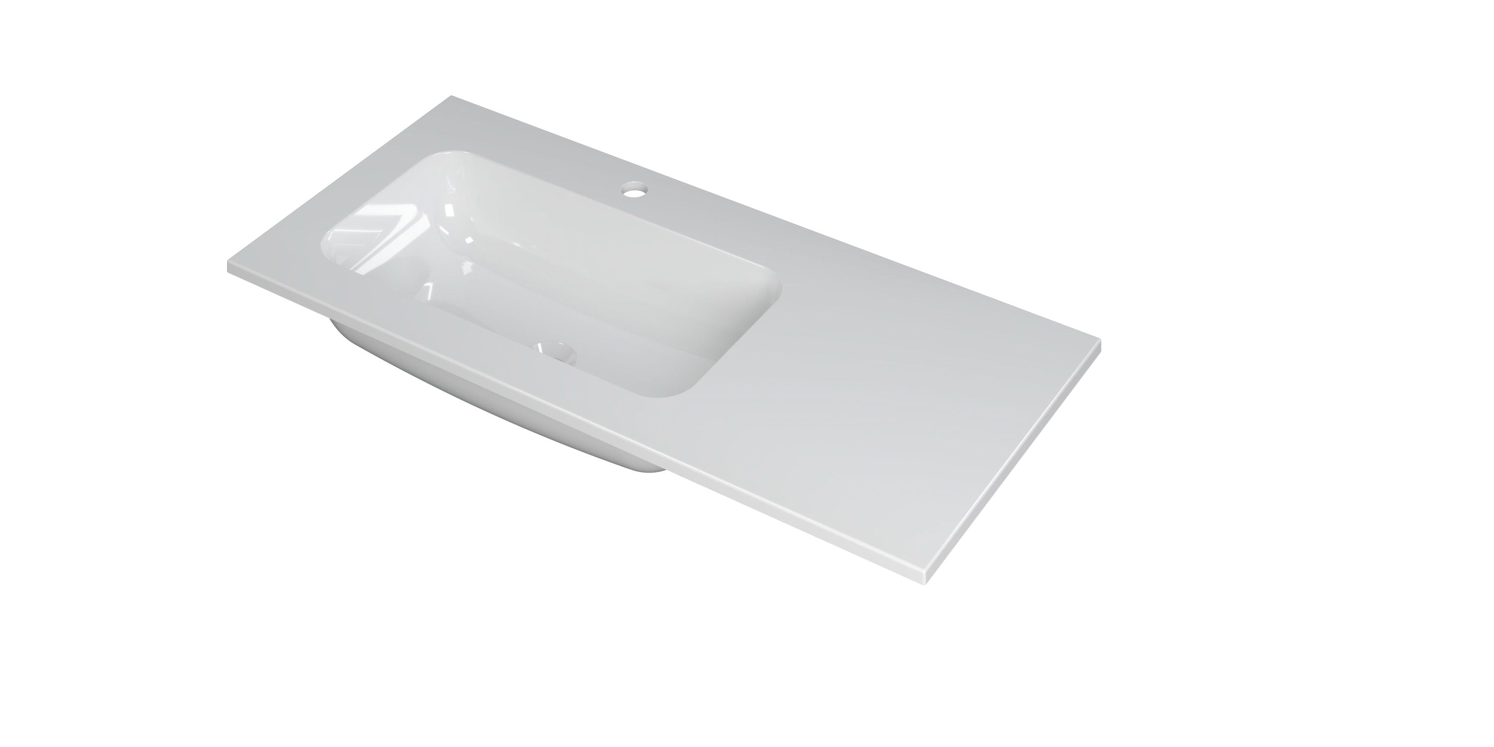 Ink Faktor meubelwastafel 100x45cm polystone - links - 1 kraangat - glans wit