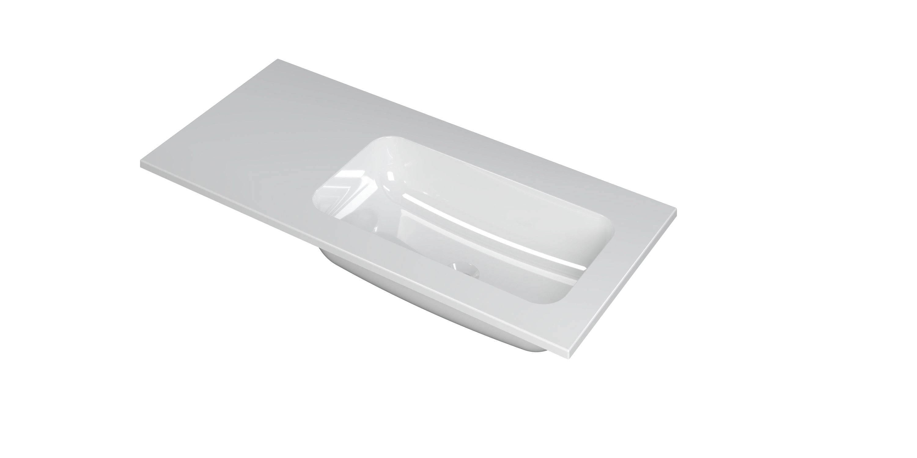 Ink Faktor meubelwastafel 100x45cm polystone - rechts - zonder kraangat - glans wit