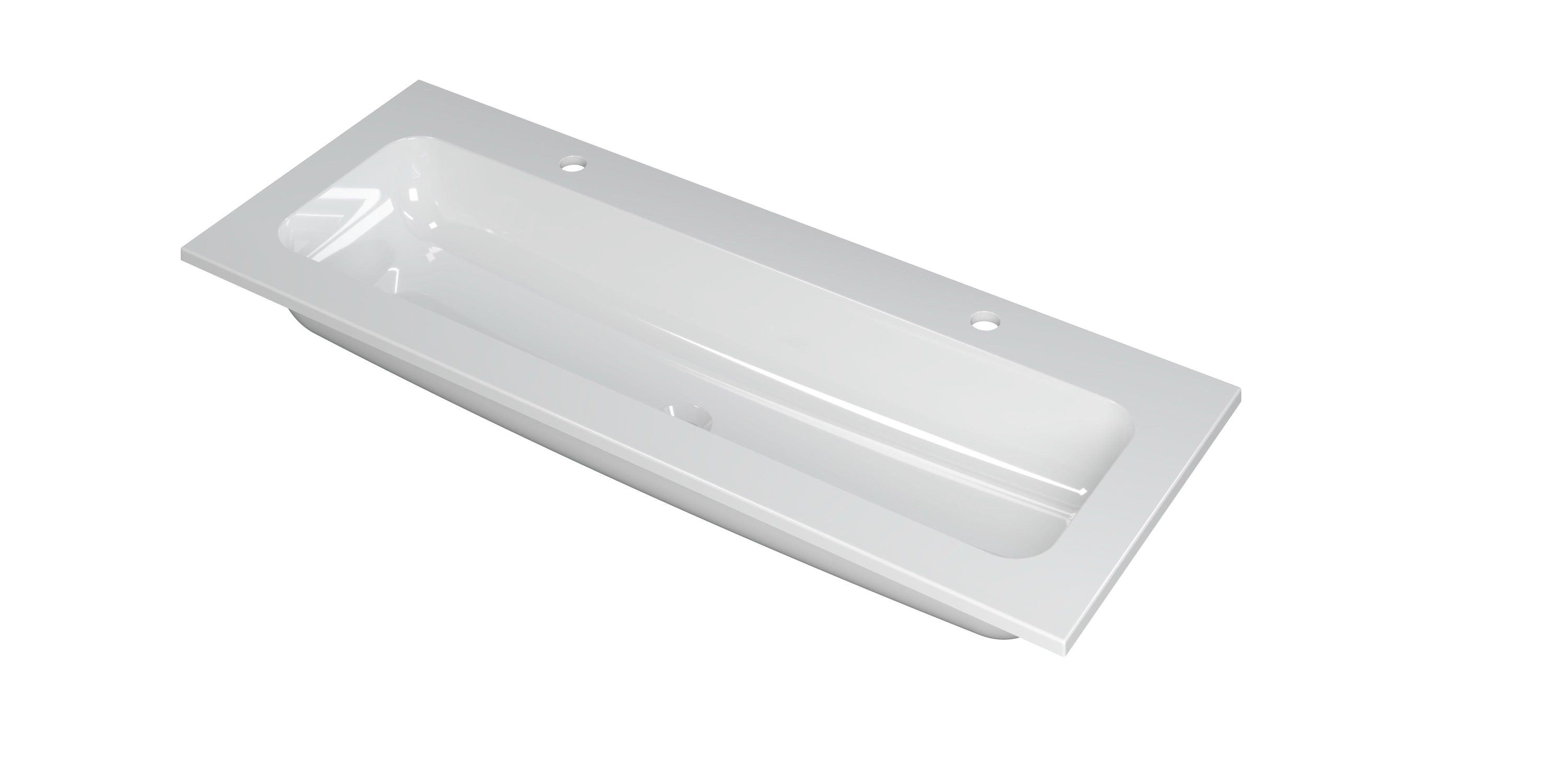 Ink Faktor meubelwastafel 120x45cm polystone - centraal - 2 kraangaten - glans wit
