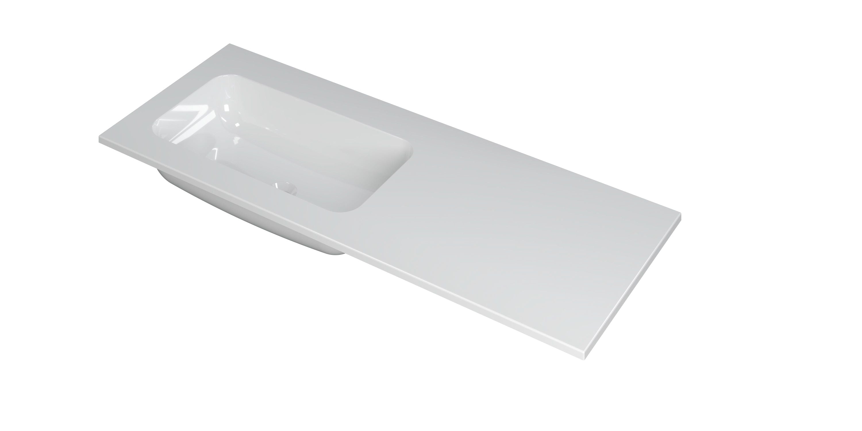 Ink Faktor meubelwastafel 120x45cm polystone - links - zonder kraangat - glans wit